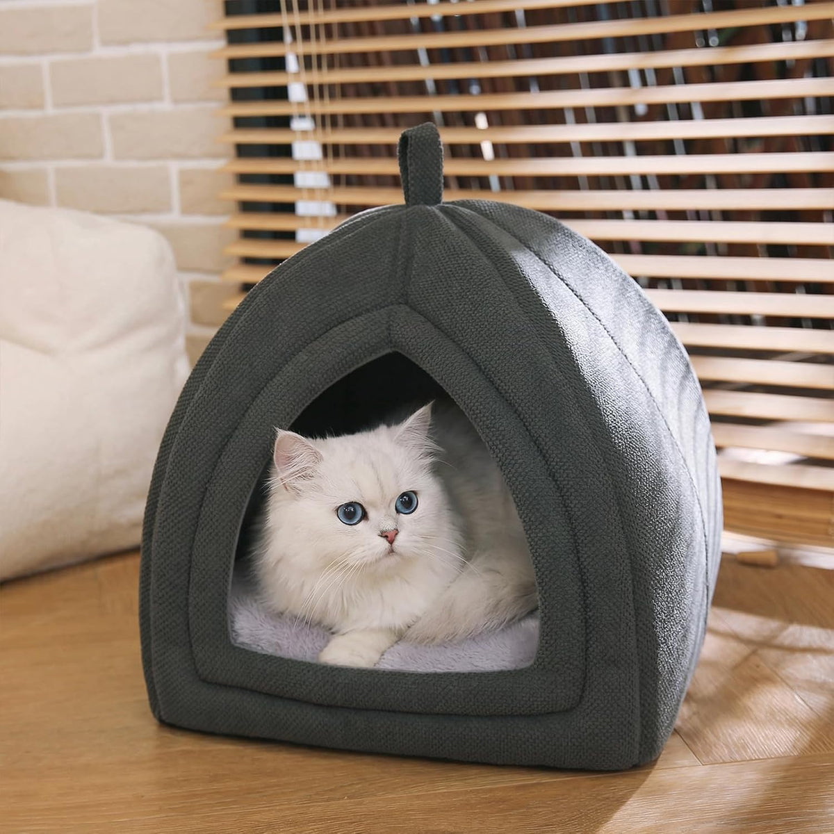 Amazon Basics Cat Bed Cave - Grey / L-17.5"×17.5"×17.5" - image 4