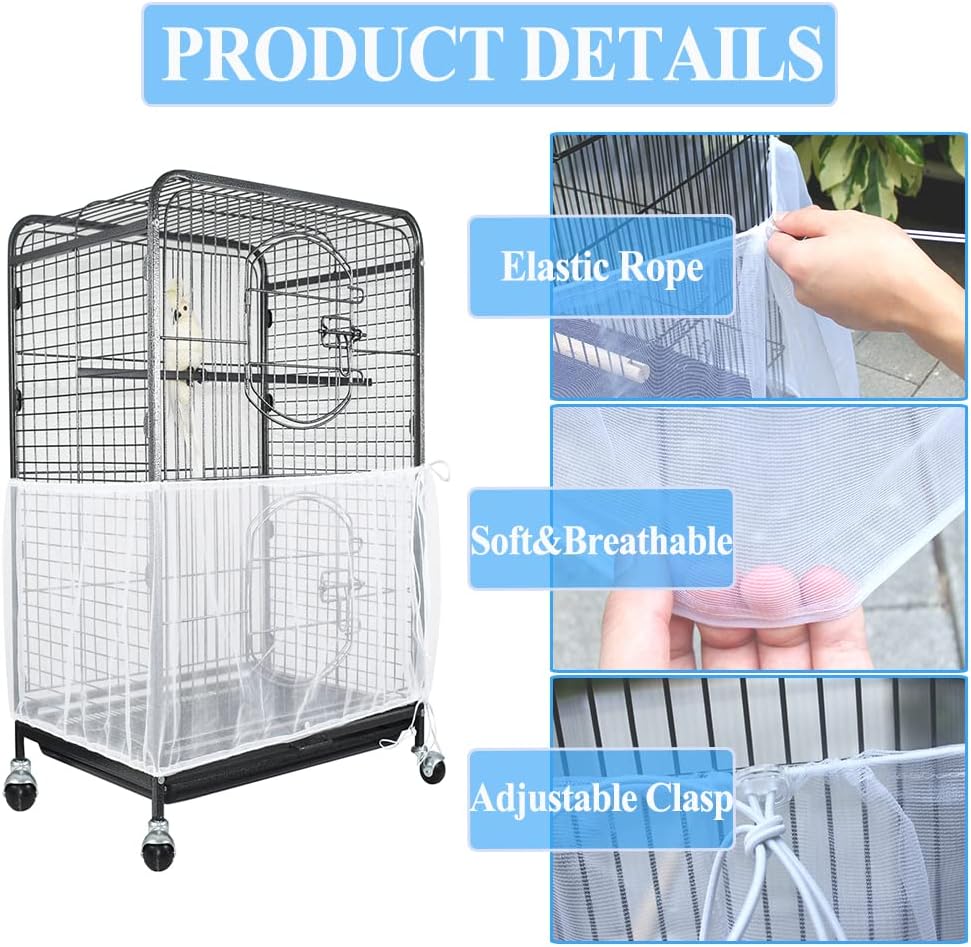 ASOCEA Extra Large Bird Cage Seed Catcher Guard Universal Birdcage - White - image 3