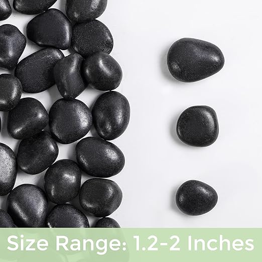 SIDONG 10 lbs Black River Rocks, 1.2-2 Inches Polished Pebbles for Indoor Plants, Aquarium Rocks Used in Fish Tank, Decorative Stones for Plants, Vases, Home Décor, Crafting, Garden Landscaping
