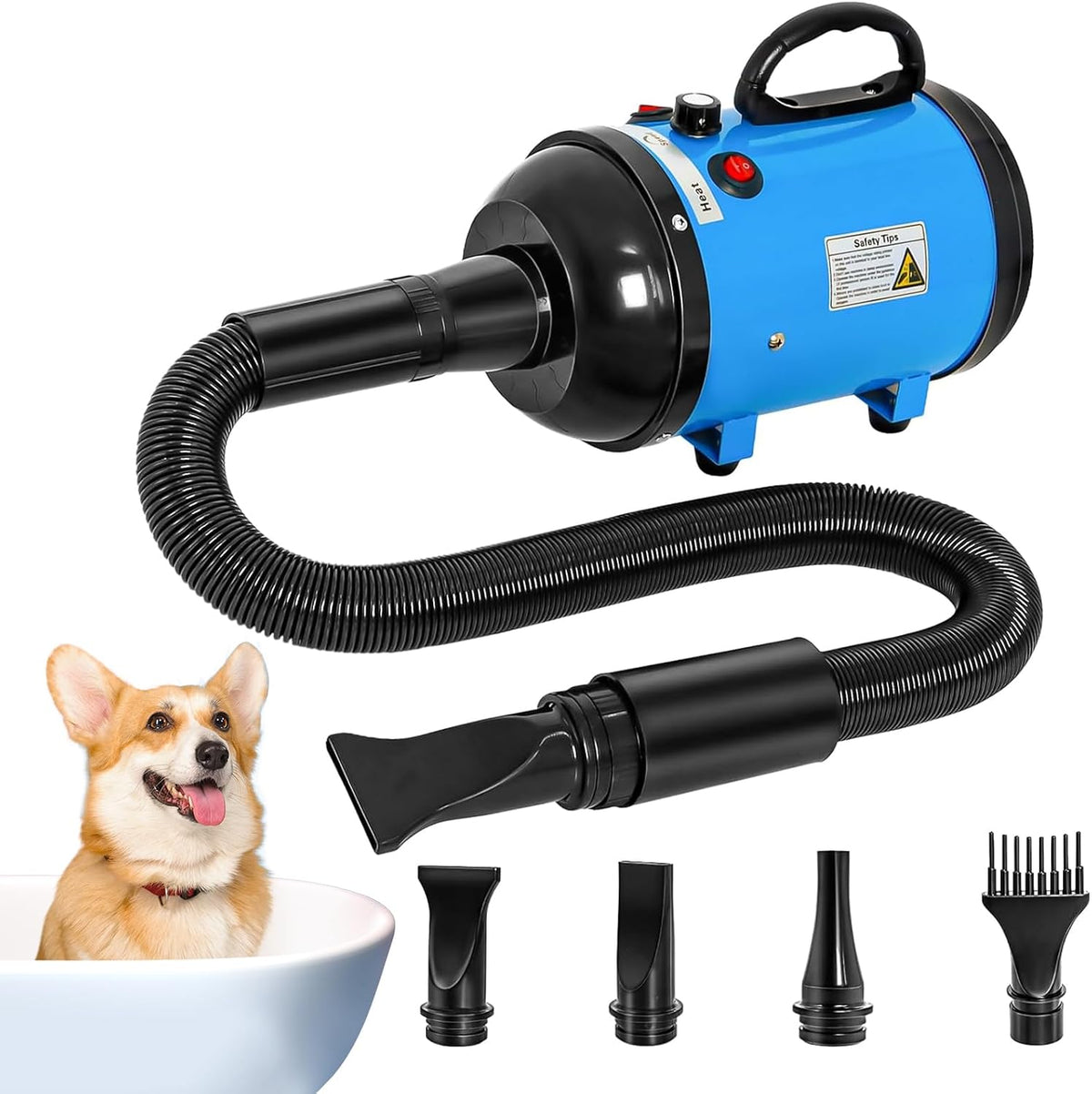 Dog Dryer for Large Dogs 5.2HP 3800W High Velocity Pet Hair Dryers – Essentials for Dogs - Blue