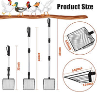 Esmorah Chicken Poop Scooper for Sand & Coop Cleaning - Sifting Shovel with 22"-40" Adjustable Handle, 3 Lengths Heavy Duty Stainless Steel Sifter