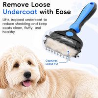 3-in-1 Professional Pet Grooming Brush for Dogs & Cats - Blue - image 4