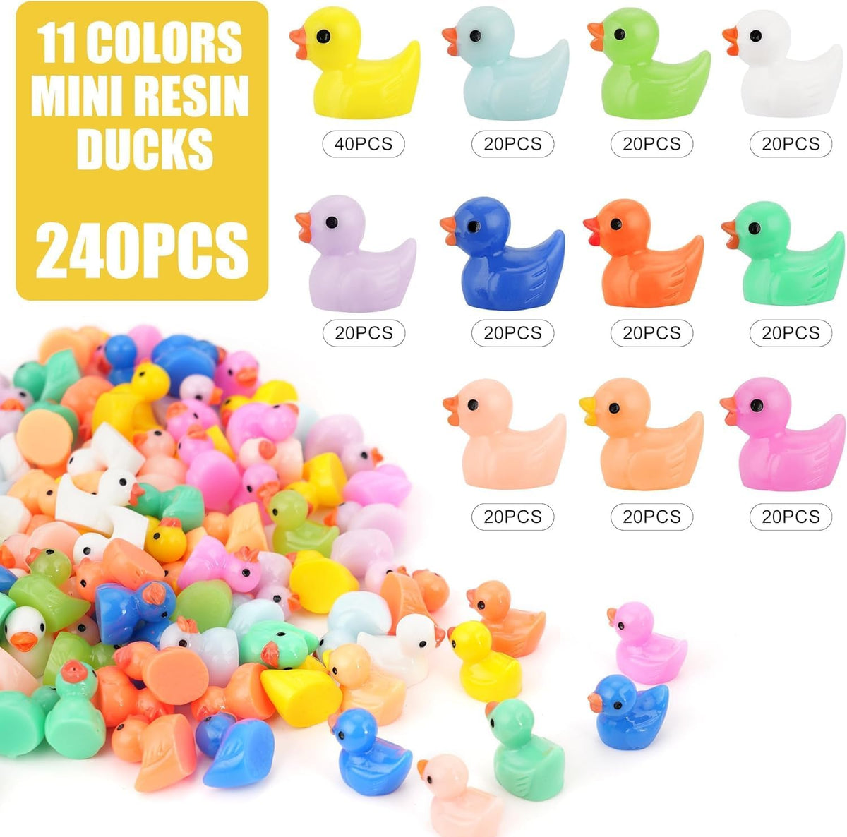 CRTWDMAN 240 Pcs Mini Resin Ducks, Tiny Duck Figurines Bulk - image 3