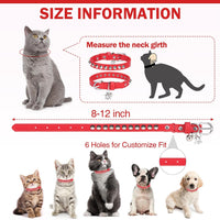 Leather Cat Collar, Breakaway Kitten Collars with Bell, Black – Essentials for Small Pets - Red / 7"-9" For Cats(Pack of 1) - image 4