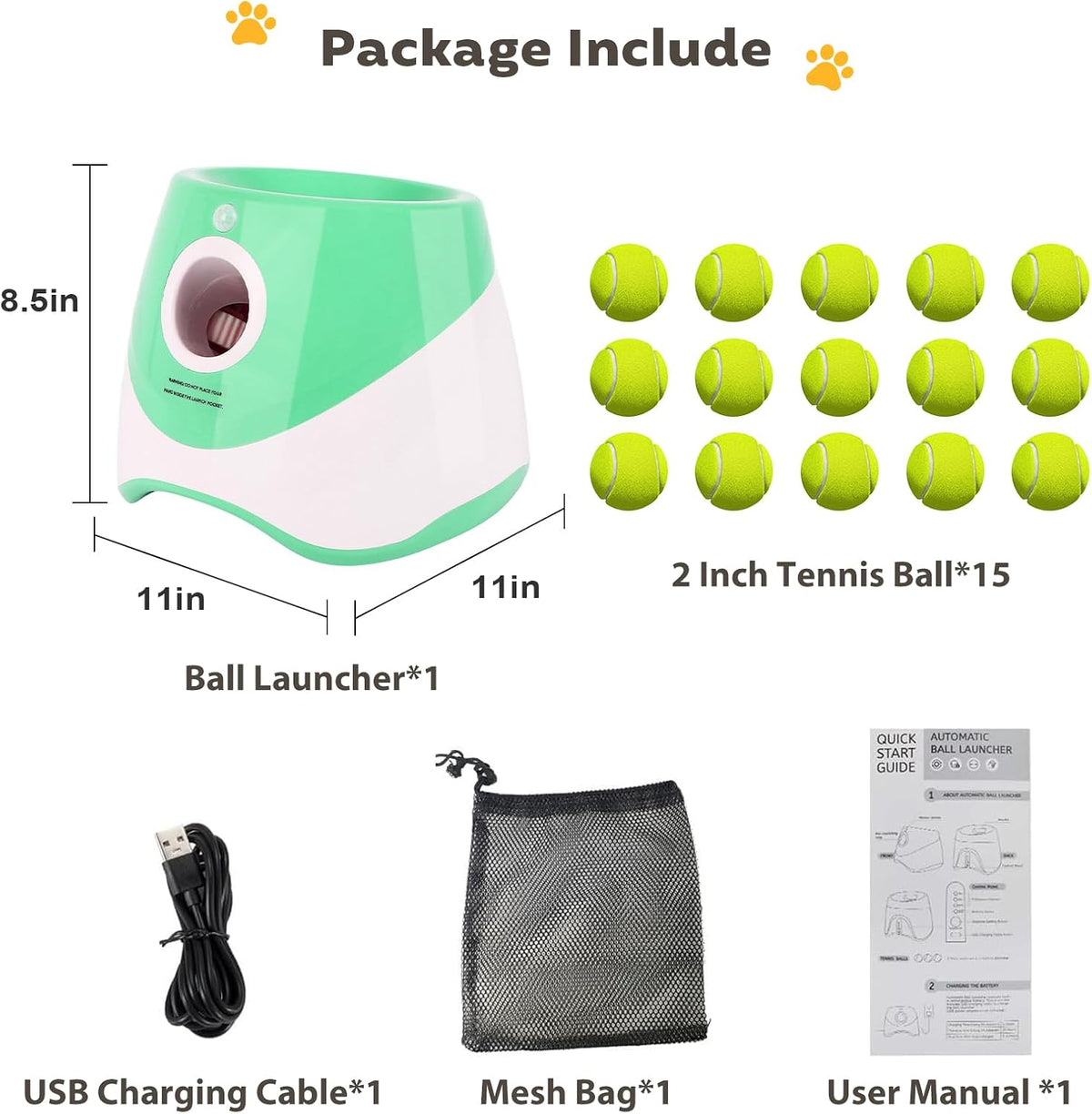 Automatic Ball Launcher for Dogs: Indoor Thrower Fetch Machine - Green / 10-30FT for Small Dogs - image 4