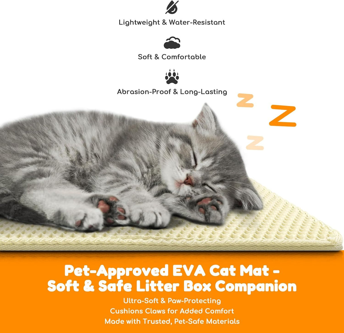 Cat Litter Mat 24"x16", Double Layer EVA litterbox Mat Beige - Cream / Honeycomb-24 x 16 Inches - image 4