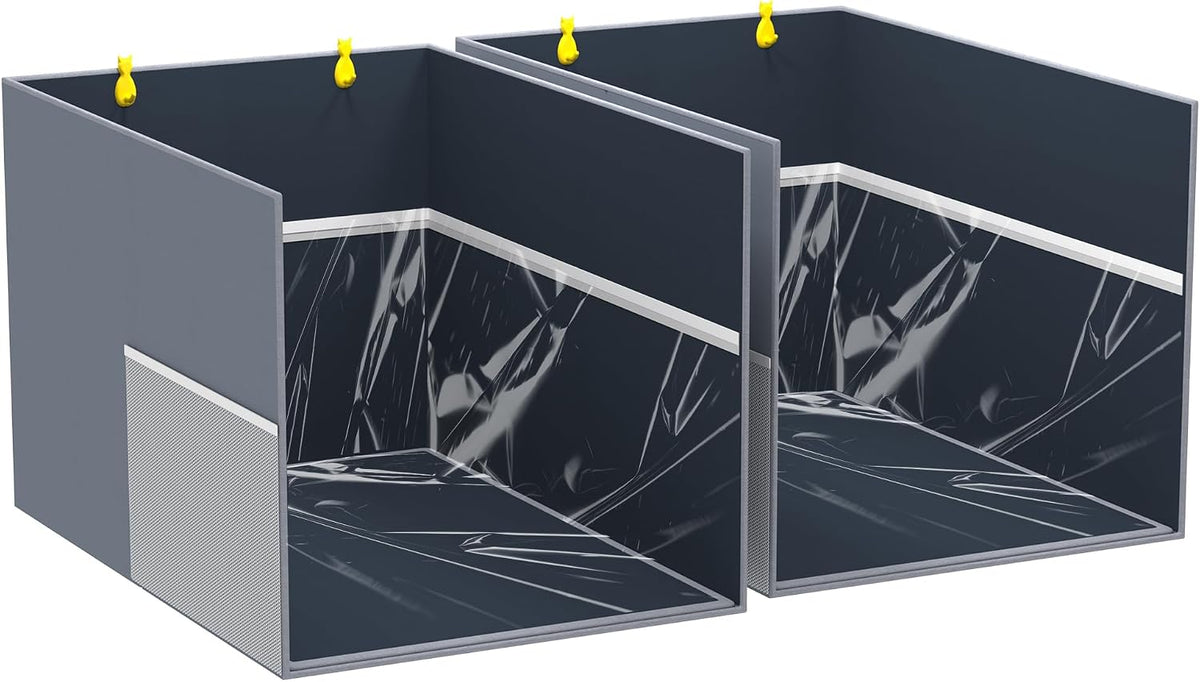 Waterproof Cat Litter Box Enclosure Splash Guard - Gray-2PC