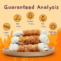 Jungle Calling Rawhide Free Dog Bones, 6.5" Real Chicken Wrapped Dog Chew Bones for Medium and Large Dogs Training Treats