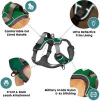 Embark No Pull Dog Harness, Reflective Adjustable Training Vest - S / Green - image 3