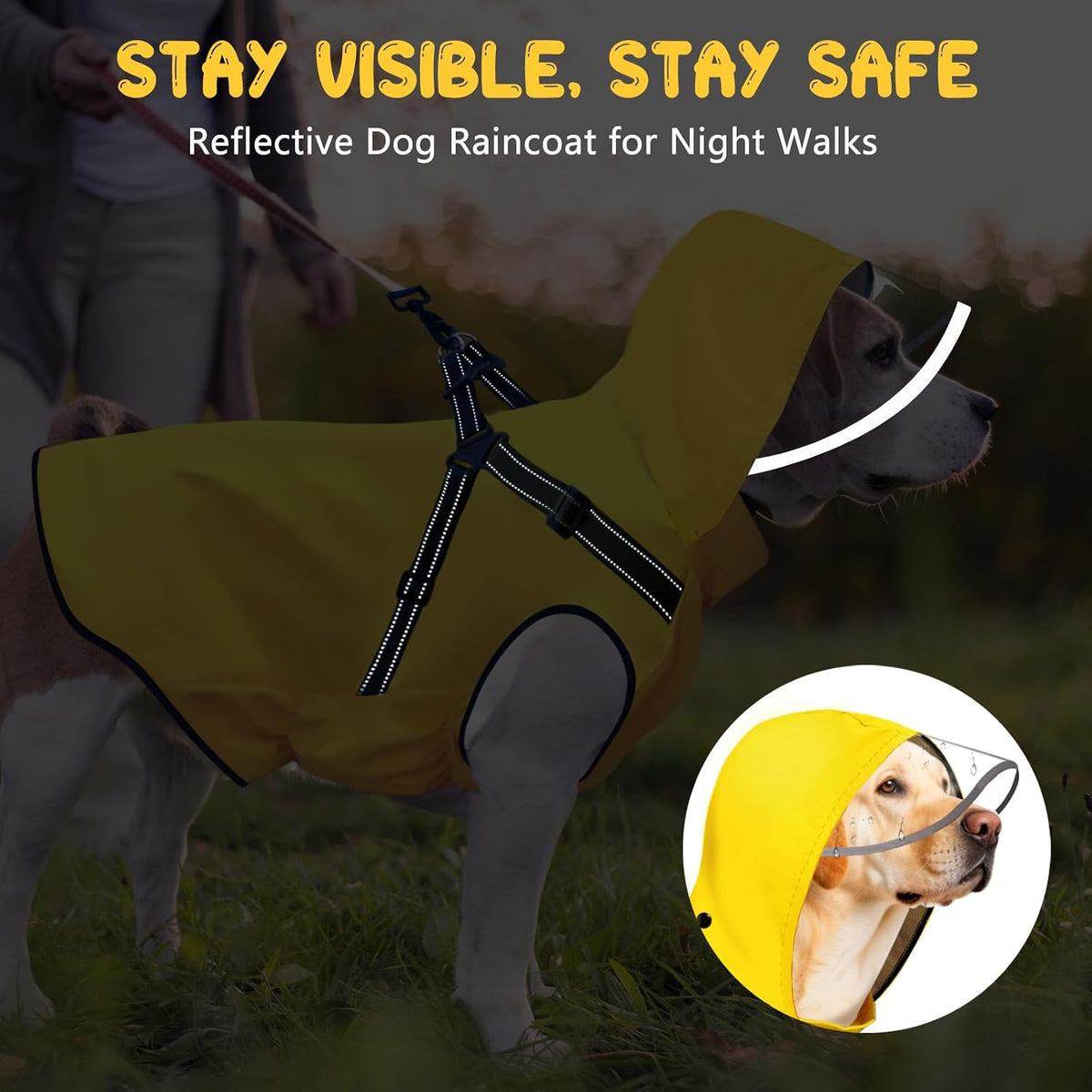 Dog Raincoat: Dog Rain Jacket with Reflective Harness & Removable Hood - Small - image 3
