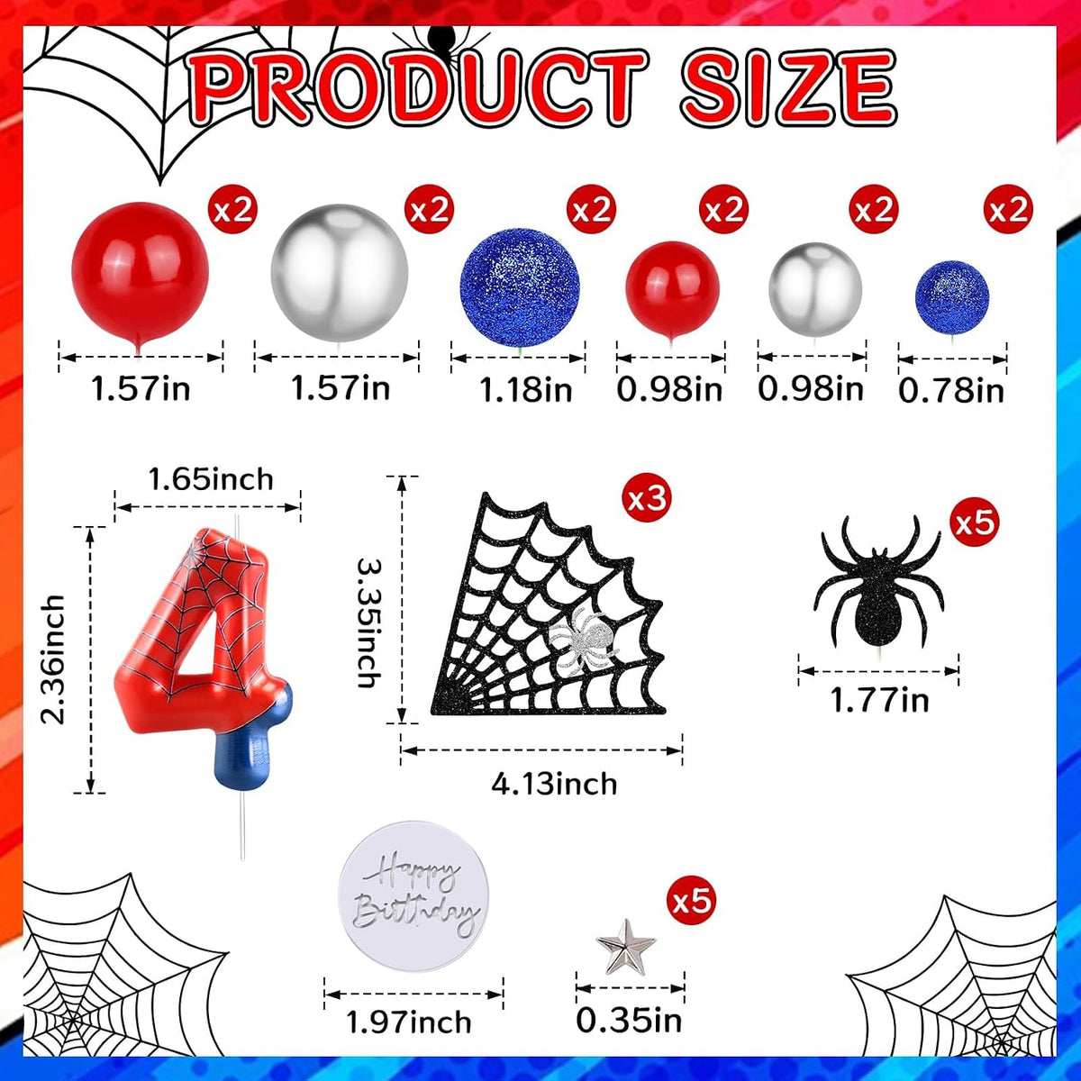 ZSMKJIAYE 25 piece racing cake topper set, red white black with number 3 candle - view 17