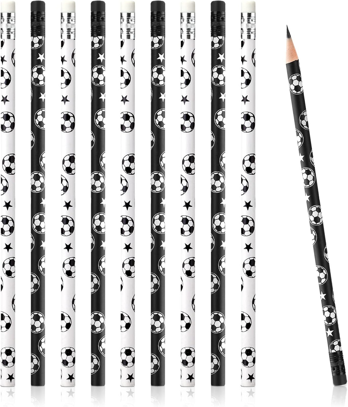 Marspark 24 soccer ball print wood pencils with eraser tops - view 2