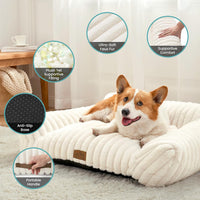 COZY KISS Cute Cat Couch, Fluffy Sofa Bed for Cats and Small Dogs, Premium Faux Rabbit Fur Cats - Cream / Small: 25.5'' x 17.5'' - image 4