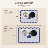 Scalloped Dog Feeding Mat, Beige White, 14" X 19” – Essentials for Dogs - Navy / 22"L x 17"W - image 4