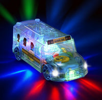 ArtCreativity clear light up school bus toy with colorful spinning gears - view 3