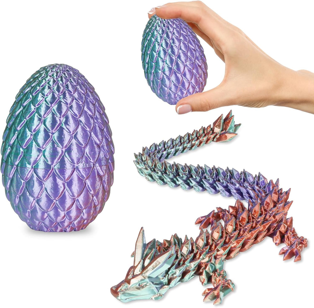 Small Dragon Eggs with Dragon Inside - Gradient Blue-green-brown / S (H:3.9 inches)