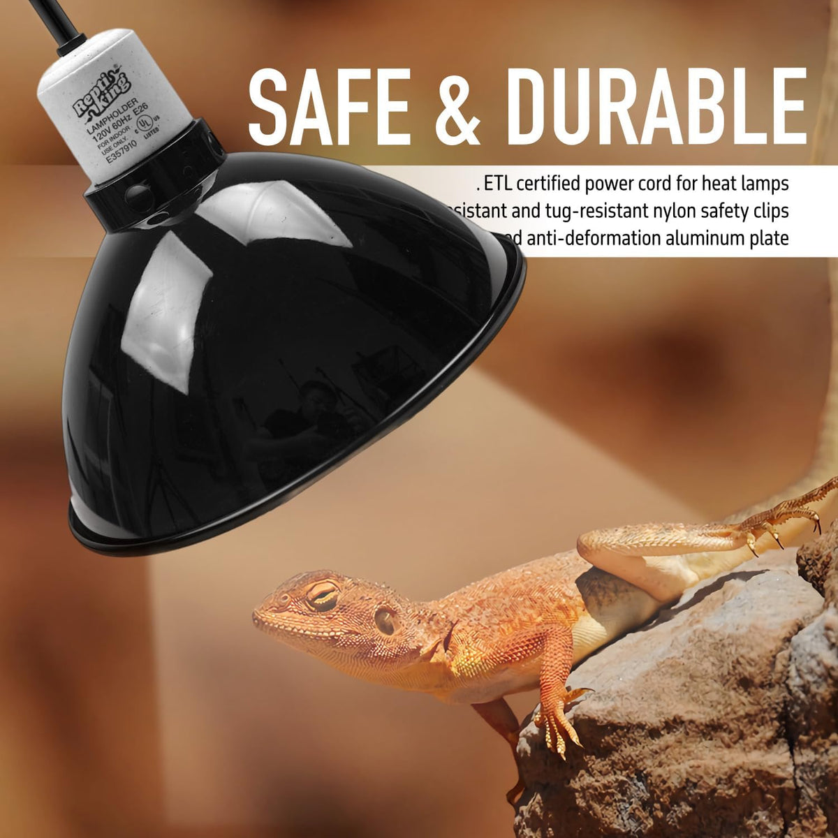 Reptile Light Fixture, 5.5'' Standard Dome for Reptile Basking Bulb Light/Heat Lamp/Ceramic Heat - 1-Pack / 8.5'' Standard Dome - image 4