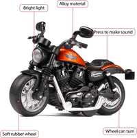 Toy Motorcycle, Pull Back Moto Bike Toy with Sound and Light – Fun for Kids & Family - Orange - image 2