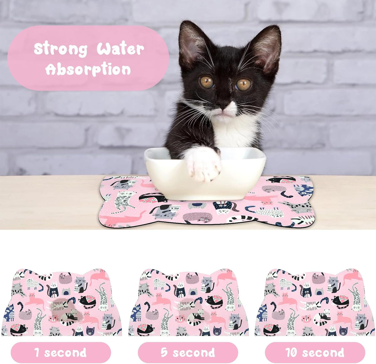 Cat Food Mats for Floor, Dog Pet Water Bowl Feeding Placemats for Food and Water Grey 17.7 * 9.8 - Light Pink / 17.7"L x 9.8"W - image 2