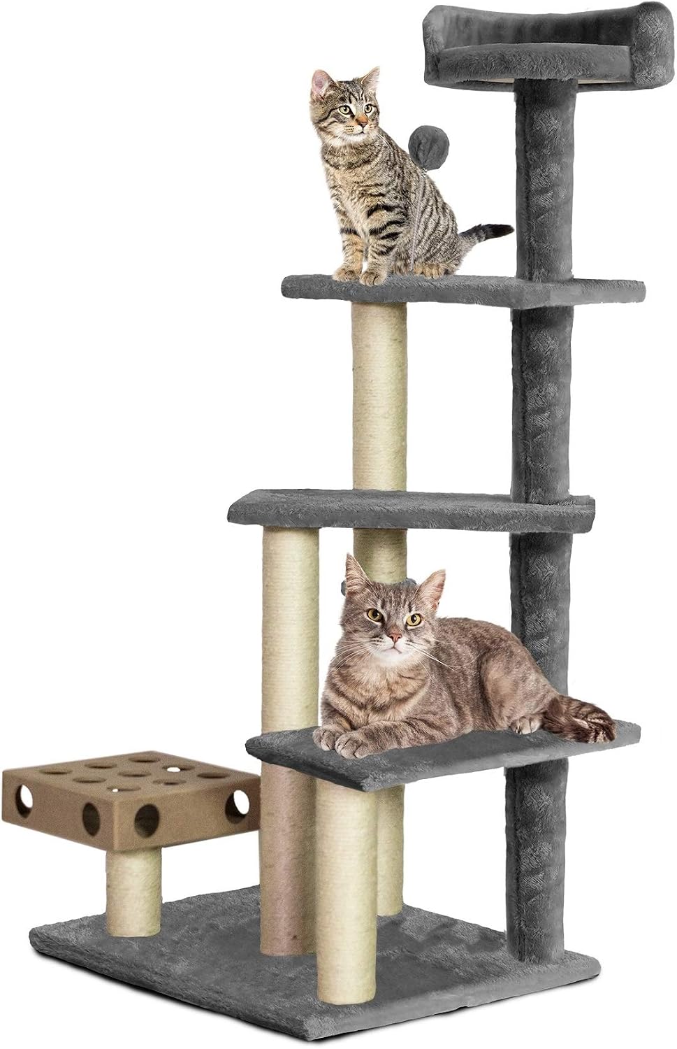 FurHaven 69.3" Tall Cat Scratching Post Tower for Indoor Cats - Cat Tower / Playstairs Playground (Gray)