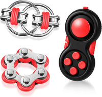 Gejoy 3 Pcs Fidget Toys Adults Set Silent - Black and Red