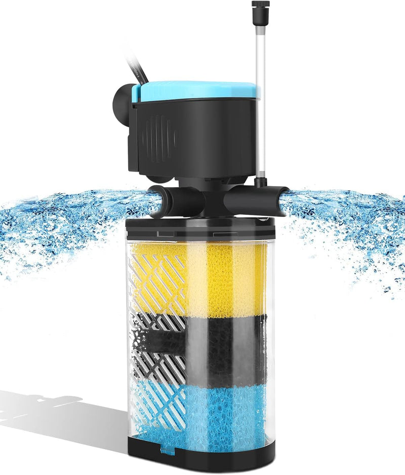 AquaMiracle Aquarium Filter 3-Stage in-Tank Filter Internal Fish Tank - For 10-40 Gal Aquarium