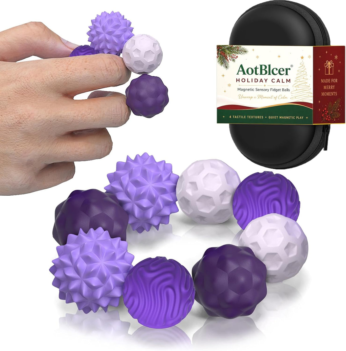 Magnetic Fidget Balls for Adults & Teens - Xmas-purple