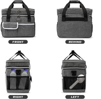 BAGLHER Dog Travel Bag for Supplies - Double-Layer Airline Approved Weekend Pet Travel Organizer Set for Dog and Cat Tote with 2 Pet Food Containers and 2 Collapsible Silicone Bowls Grey