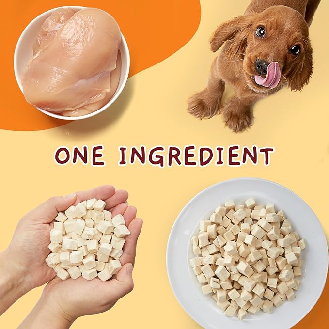 Jungle Calling Freeze Dried Chicken Cat & Dog Treats, Single Ingredient Chicken Bites for Cats & Dogs, High Protein Pet Training Treats, Edible Organic Food Topper, 10.58 oz