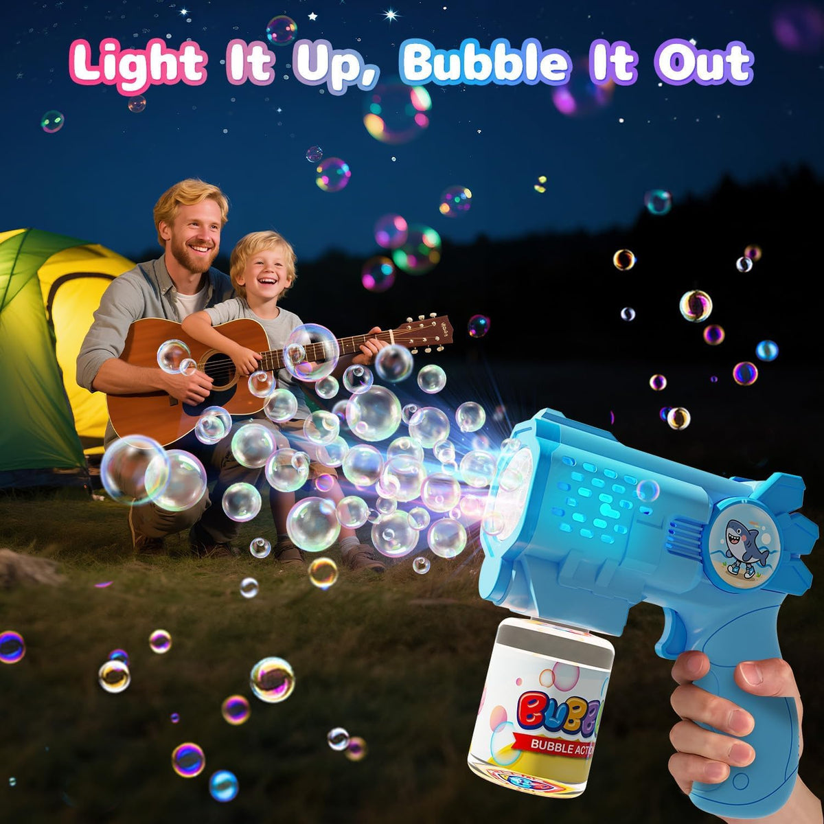EagleStone Bubble Machine Guns 2 Packs with 2 Solutions 20 Concentrate – Fun for Kids & Family - Blue,light Pink - image 3
