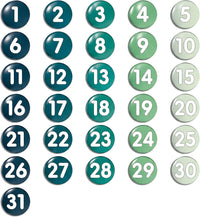 Tellegloww 1-31 magnetic calendar numbers in dark rainbow glass - view 7