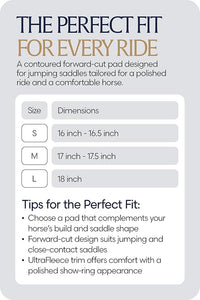 Equinavia Eidsvoll Forward Cut Shaped English Saddle Pad for Show Jumping with Ultra Fleece Trim