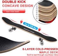 ChromeWheels 31 inch Skateboard Double Kick Skate Board Cruiser - Red - image 4