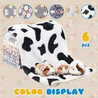 6 Pcs Guinea Pig Bedding Cage Liners Small Animal Flannel Blankets Sleep Mat Absorbent Reusable Pet Pee Bedding Pad Cover for Hamster Ferret Chinchilla Rabbit Hedgehog (16 x 24 Inch, Multi)