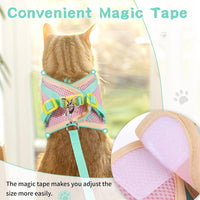Cat Harness and Leash Set, Escape Proof Soft Vest Walk Pink XS – Essentials for Cats - Turquoise green / Extra Small - image 2