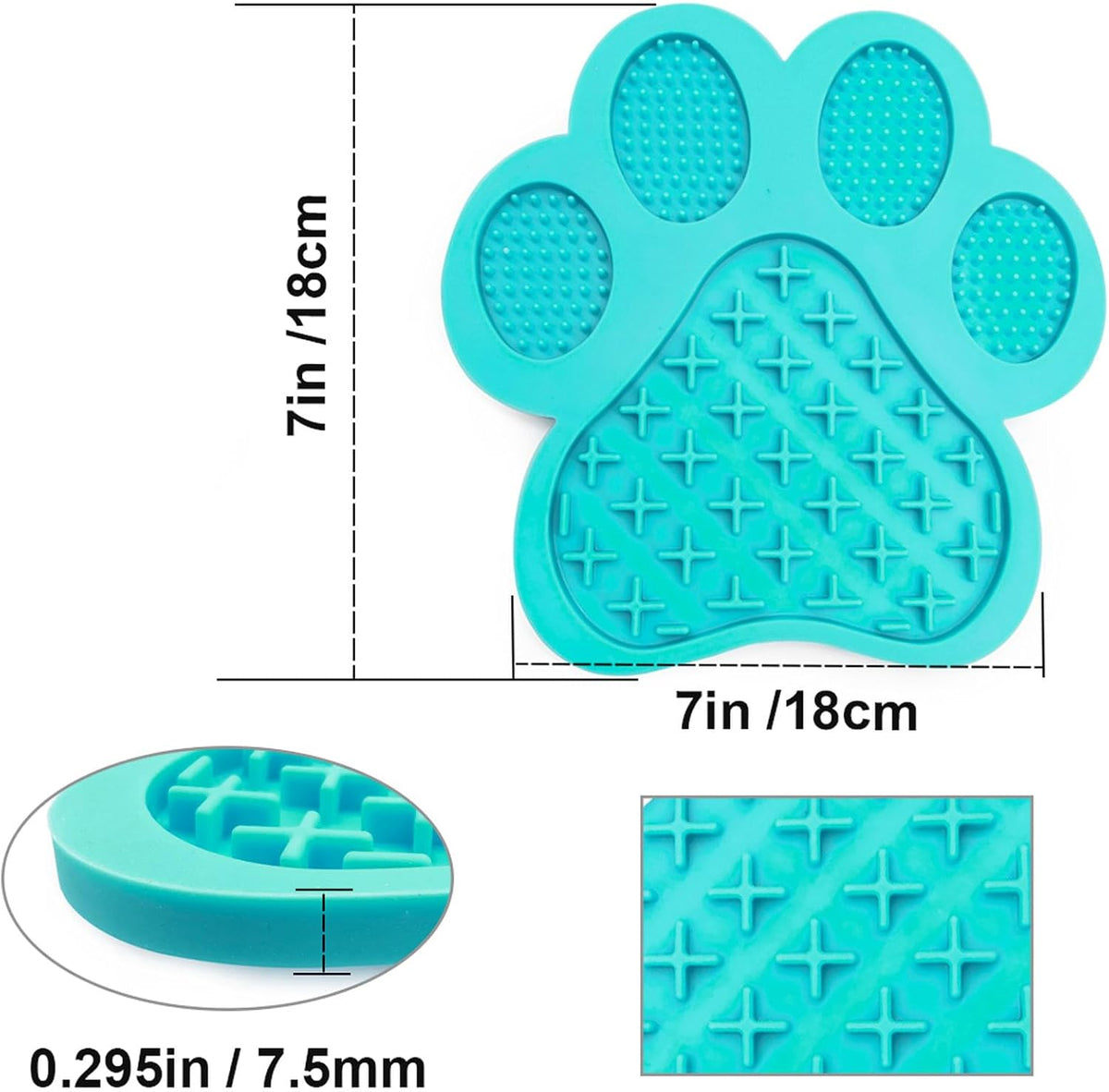 Dog Lick Pad, Dog Feeding Mats Slow Eating Pet Mat with Super Suction for Dogs Licking Peanut - Turquoise - image 2