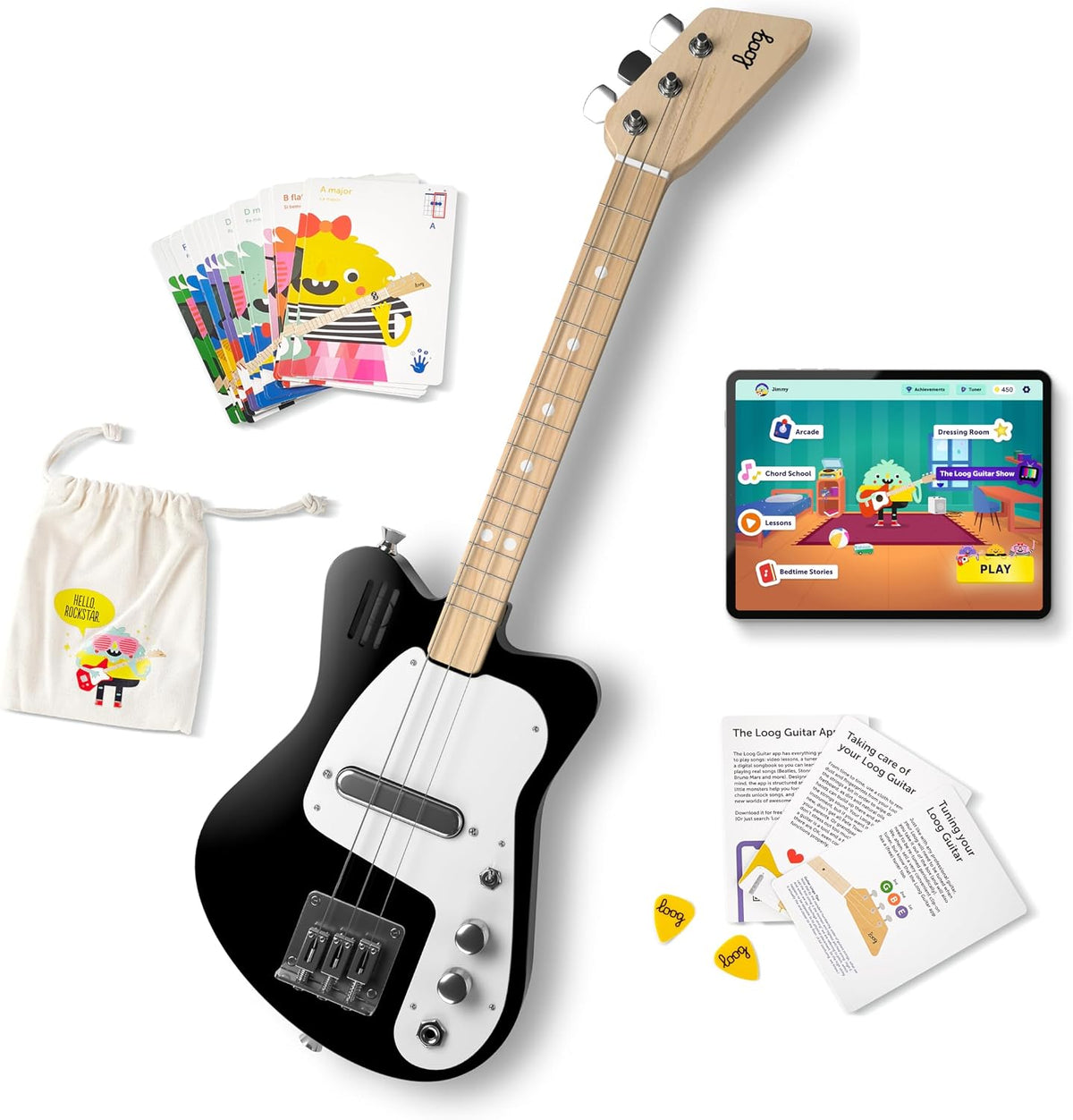 Loog Mini red 3-string electric guitar for kids with built-in amp - view 5