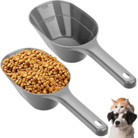 2 PACK Dog Food Scoop,1 Cup Capacity Pet Food Scoop For Dog and Cat – Essentials for Dogs - Grey