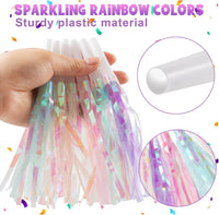 Mermaid party blowers with glitter metallic fringe in pink, purple, white and blue - view 5