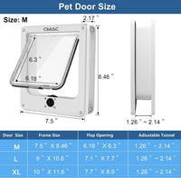CEESC Medium Cat Door for Interior/Exterior, for Pets <15.75" - M- Inner size: 6.18"(W) x 6.3"(H) / White - image 2
