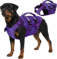 Kuoser Dog Life Jacket, High Flotation Dog Life Vest for Swimming Boating – Essentials for Dogs - High‑Vis Purple / Xl (Chest Girth:25.98-33.46'')