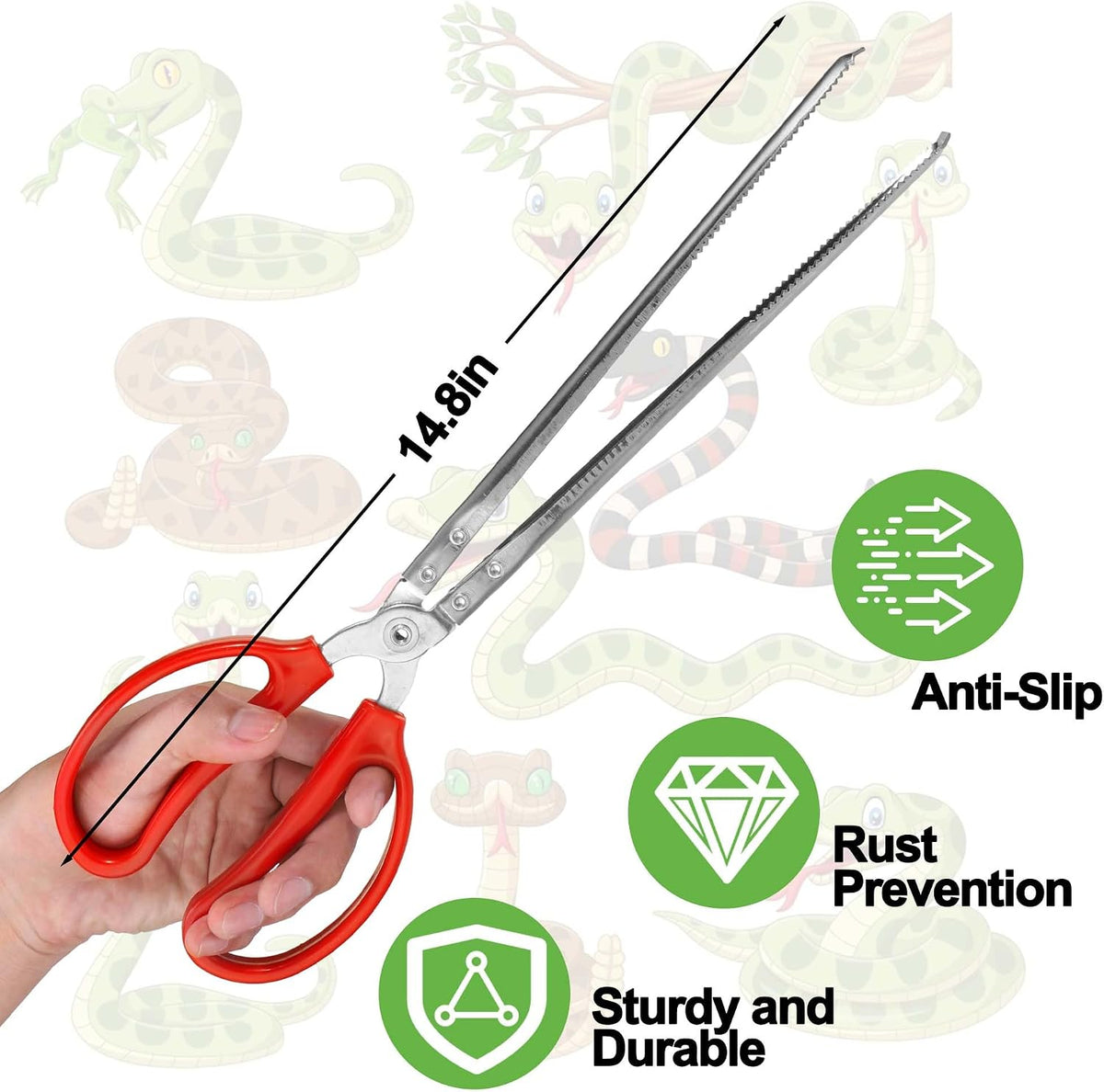 Snake Feeding Tongs,15 Inch Reptile Feeding Tongs,Extra Long Large Tweezers for Corn Ball Python - 1PCS - image 2