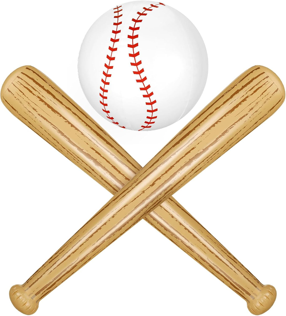 Lewtemi inflatable baseball set with two wood grain bats and one inflatable baseball