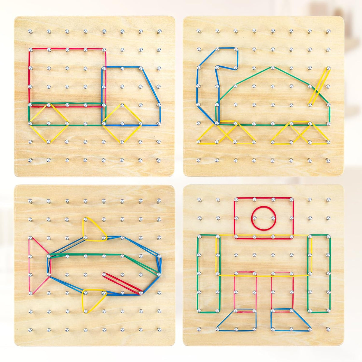 HEELWIRE Wooden Geoboard, Montessori Toy - 7*7*0.6 in Plus - image 2