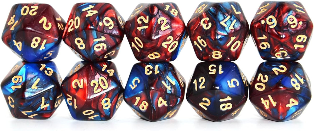SmartDealsPro 10-Pack 20 Sided Dice D20 Polyhedral Dice for DND RPG - Blue-red - image 4