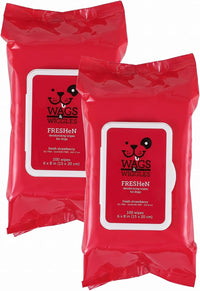 Wags & Wiggles Hypoallergenic Dog Wipes, Fragrance-Free - Deodorizing / 100 Count (Pack of 2)