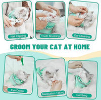 Supet Cat Grooming Hammock, Self-Adhesive Cat Nail Clipper Hammock, Soft Fabric Cat Wrap for Cutting Nails, Quickly Calm Down for Medicine, Teeth Brushing, Ear Cleaning
