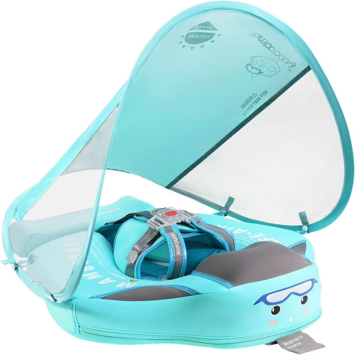 Baby Floats for Pool with Canopy Removable Sun Protection Canopy - Classic green with tail