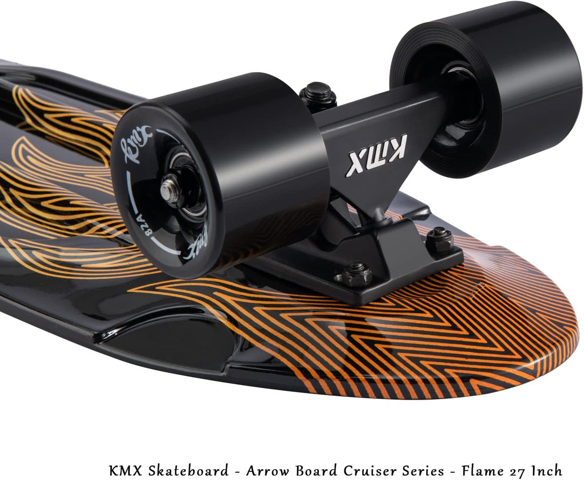 KMX Classic Retro Mini Cruiser Skateboard 22" & 27" for Boys Girls - Flame Black / 27" - image 2