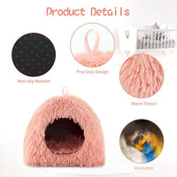 YUEPET Guinea Pig Bed Plush Calming Hideout, Warm Rabbit Hide for Hamsters Hedgehogs Ferrets Dwarf Rabbits and Other Small Animals(Pink)
